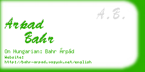 arpad bahr business card